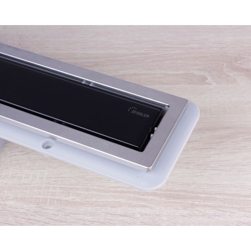 Желоб водоотводящий 500х70 мм TIM ZSt.1131.5002 Evolux Glass, с двухсторонней решеткой, черное глянцевое стекло, вращения 360° (1/4)