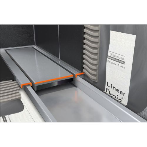 Желоб водоотводящий 700х70 мм TIM ZSt.1131.7002 Evolux Glass, с двухсторонней решеткой, черное глянцевое стекло, вращения 360° (1/4)