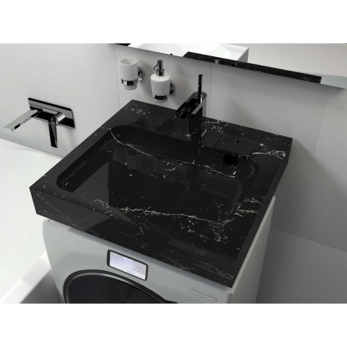 Раковина Стандарт 50 Черный мармор 5227500-2 с кронштейном и мыльницей 600х500х100 мм
