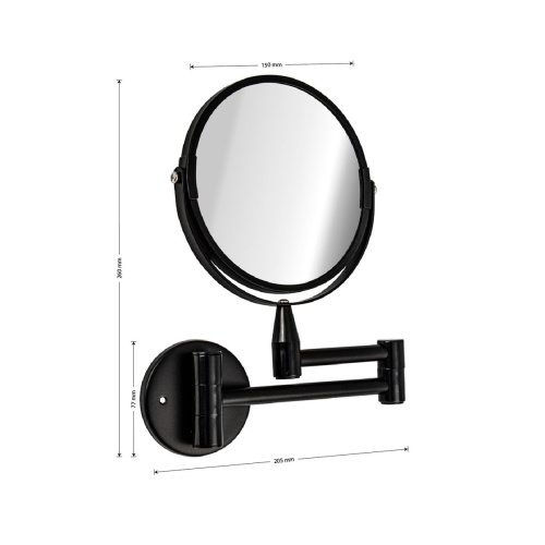 Зеркало косметическое настенное Санакс 75268 из нержавеющей стали черный