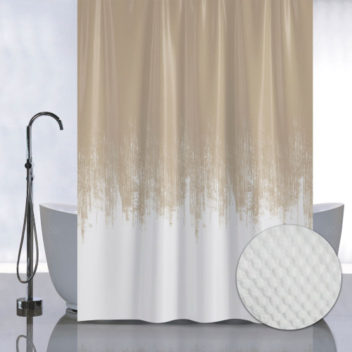 Штора для ванной Санакс 05-03 с рельефным теснением Бежевый переход 180х180 мм без колец
