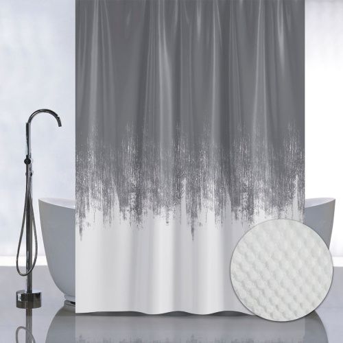 Штора для ванной Санакс 05-01 с рельефным теснением Графитовый переход 180х180 мм без колец