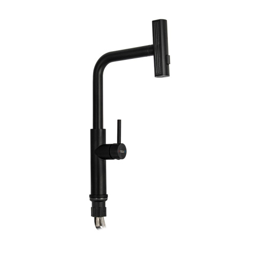 Смеситель для кухни MAGNUS 9132 Черный, с поворотной вытяжной лейкой, из нержавеющей стали