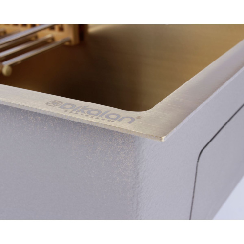 Мойка для кухни врезная Dikalan KN605012 золотая из нержавеющей стали, 60*50 см с сифоном, каландером