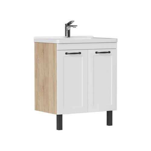 Тумба напольная EQUIL Lago 60.2D tnLAGO60.2D-04 пленка ПВХ матовая с раковиной Миранда 60