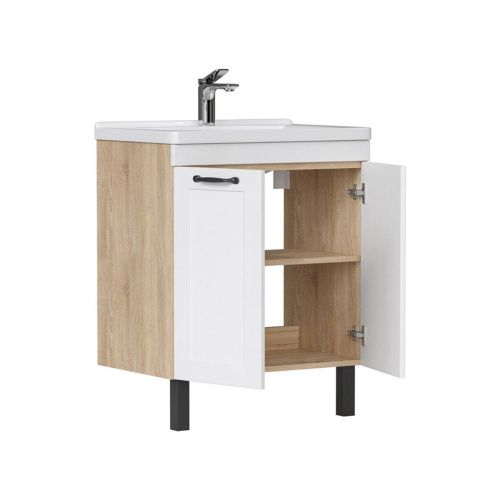 Тумба напольная EQUIL Lago 60.2D tnLAGO60.2D-04 пленка ПВХ матовая с раковиной Миранда 60