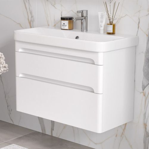 Тумба подвесная EQUIL Nice 80.2Y tpNICE80.2Y-05 Краска 2 ящика с раковиной Nice 9595(80)