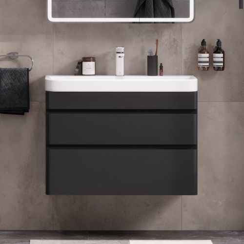 Тумба подвесная Eltoro 80.2Y tpELTR80.2Y-03 Пленка Soft touch 2 ящика с раковиной Nice 80 9595-80