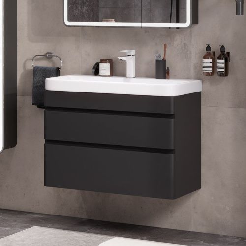 Тумба подвесная Eltoro 80.2Y tpELTR80.2Y-03 Пленка Soft touch 2 ящика с раковиной Nice 80 9595-80