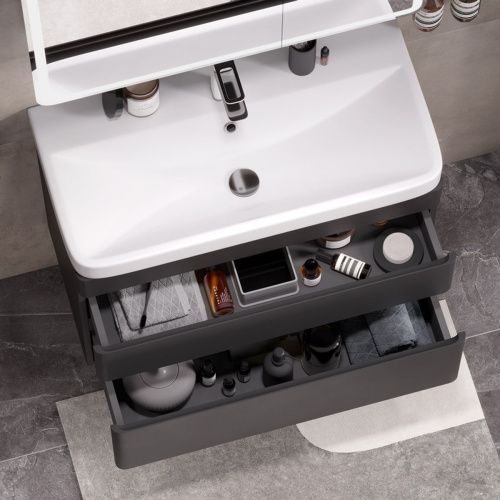 Тумба подвесная Eltoro 80.2Y tpELTR80.2Y-03 Пленка Soft touch 2 ящика с раковиной Nice 80 9595-80