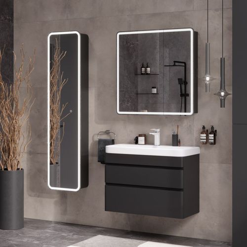 Тумба подвесная Eltoro 80.2Y tpELTR80.2Y-03 Пленка Soft touch 2 ящика с раковиной Nice 80 9595-80