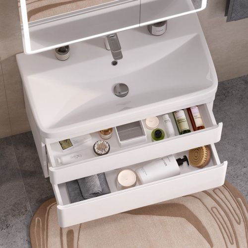 Тумба подвесная EQUIL Soldi Sf 80.2Y tpSOLDI80.2Y-04 Пленка ПВХ 2 ящика с раковиной Nice 9595-80