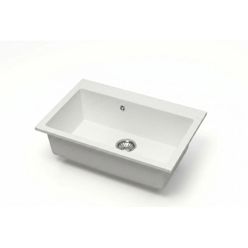 Мойка для кухни врезная Агата 39/G031 белая из литьевого мрамора, 75.5*50.5 см без сифона