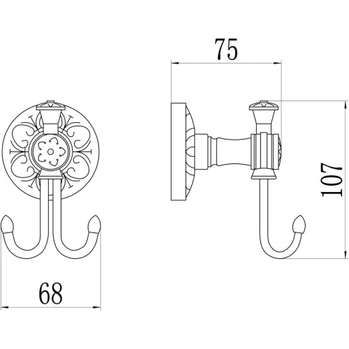 Крючок двойной Savol S-005854C  бронза