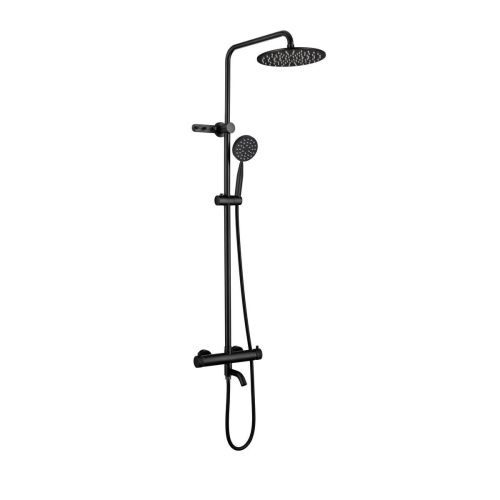 Душевая стойка Fmark FS8246H со смесителем, лейкой и тропическим душем, черный