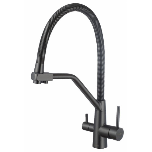 Смеситель для кухонной мойки Fmark FS0762Q под фильтр питьевой воды графит с гибким изливом