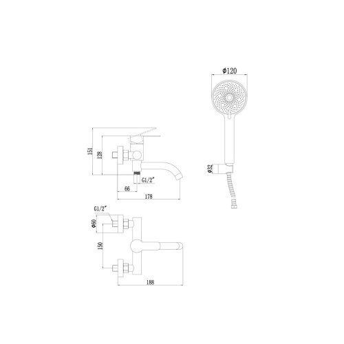Смеситель Fmark для ванны с лейкой FS8206C