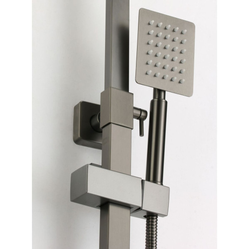 Душевая стойка Fmark FS8145Q со смесителем, лейкой и тропическим душем, графит