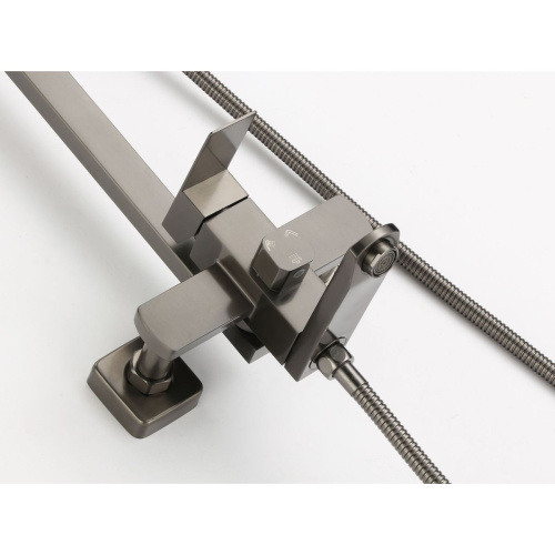 Душевая стойка Fmark FS8145Q со смесителем, лейкой и тропическим душем, графит