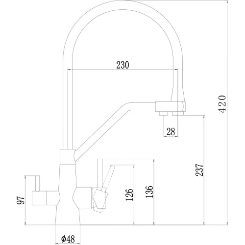 Смеситель для кухонной мойки Fmark FS0662-C01 под фильтр питьевой воды, бронза, с гибким изливом черный