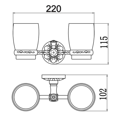 Держатель для двух стаканов Savol S-005868C с настенным держателем, бронза