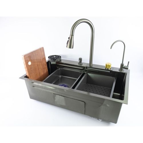 Мойка для кухни многофункциональная Fmark FSC003Q графит из нержавеющей стали, 75*46 см без LED-дисплея
