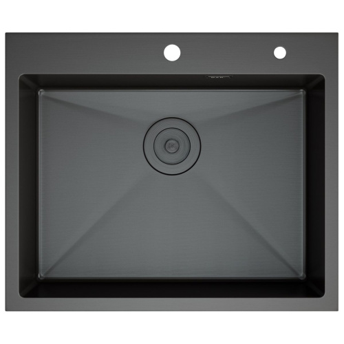 Мойка для кухни врезная D&K DKS604506 графит из нержавеющей стали, 60*45 см с сифоном, коландером, дозатором