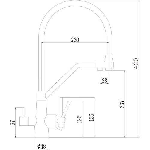 Смеситель для кухонной мойки Fmark FS0662-H01 под фильтр питьевой воды, черный, с гибким изливом