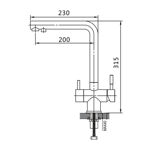 Смеситель для кухни Shevanik S468B с подключением фильтра питьевой воды, SUS304, сатин
