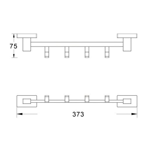 Планка с 4-мя крючками для ванной комнаты SHEVANIK SG5641C белый