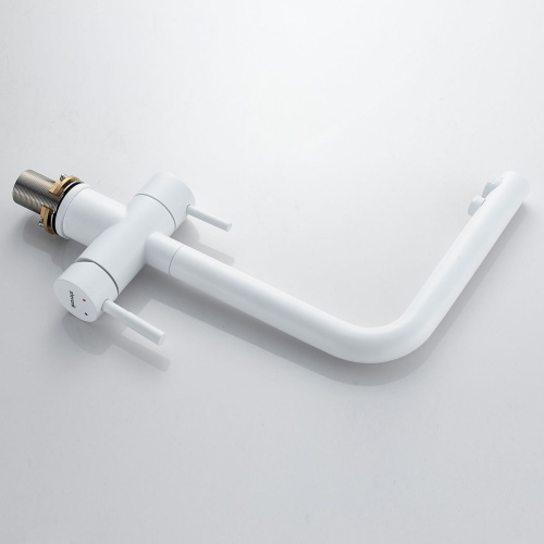 Смеситель для кухни Shevanik S468C с подключением фильтра питьевой воды, SUS304, белый