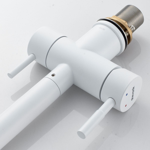 Смеситель для кухни Shevanik S468C с подключением фильтра питьевой воды, SUS304, белый