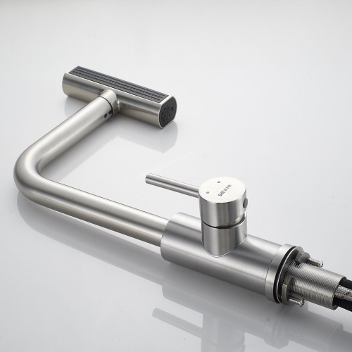 Смеситель для кухни Shevanik S263L  вытяжной излив, сатин