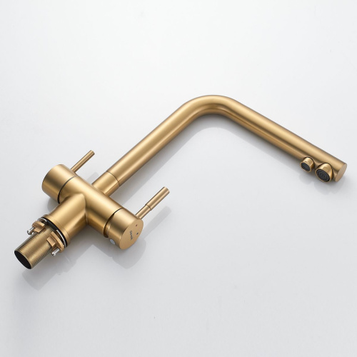 Смеситель для кухни Shevanik S468G с подключением фильтра питьевой воды, SUS304, золото