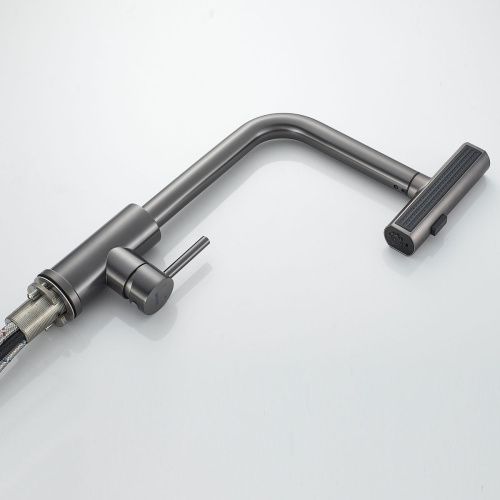 Смеситель для кухни Shevanik S263T  вытяжной излив, оружейная сталь