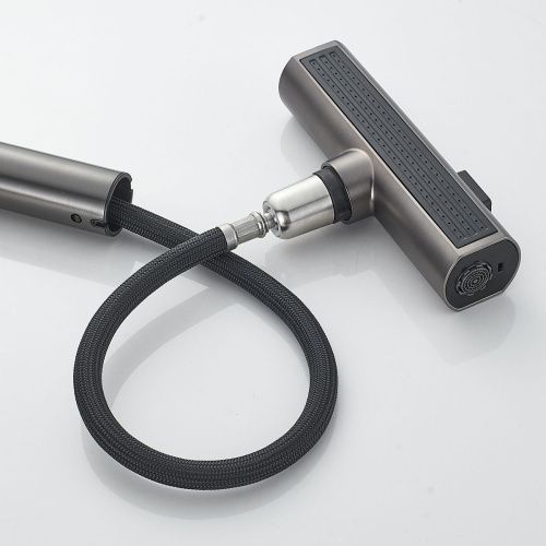 Смеситель для кухни Shevanik S263T  вытяжной излив, оружейная сталь