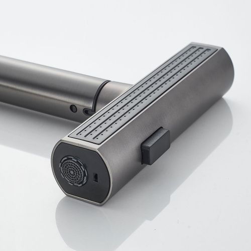 Смеситель для кухни Shevanik S263T  вытяжной излив, оружейная сталь