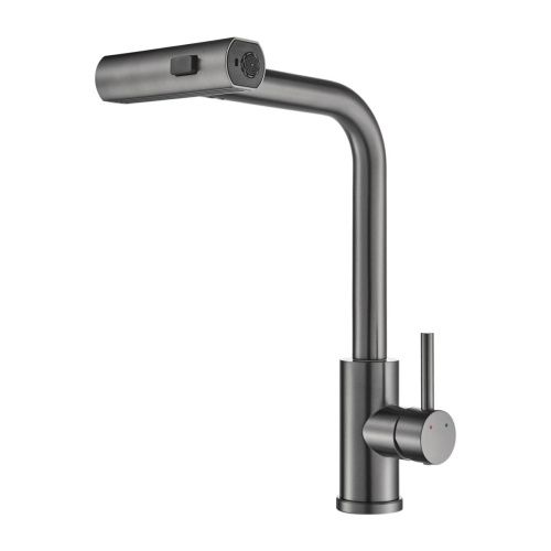 Смеситель для кухни Shevanik S263T  вытяжной излив, оружейная сталь