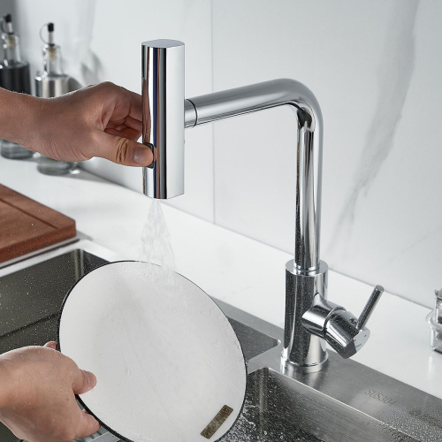 Смеситель для кухни Shevanik S263 вытяжной излив, хром