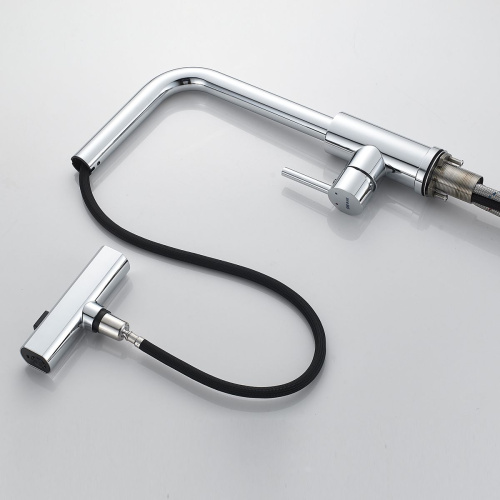 Смеситель для кухни Shevanik S263 вытяжной излив, хром