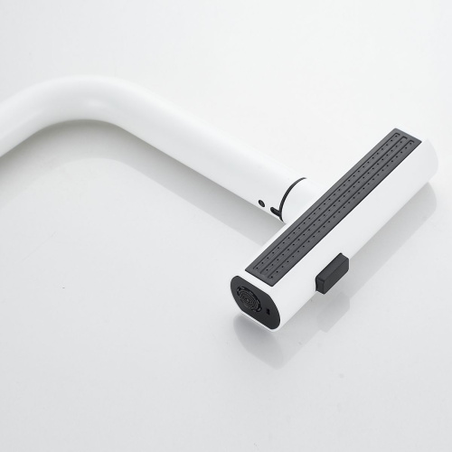 Смеситель для кухни Shevanik S263C вытяжной излив, белый