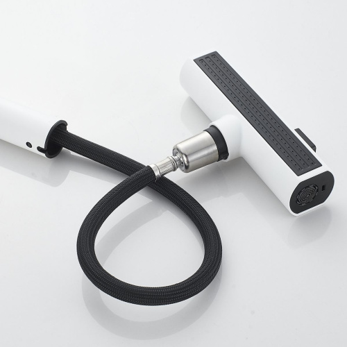 Смеситель для кухни Shevanik S263C вытяжной излив, белый