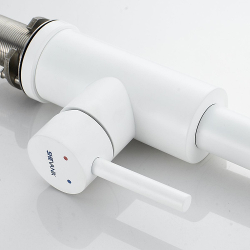 Смеситель для кухни Shevanik S263C вытяжной излив, белый