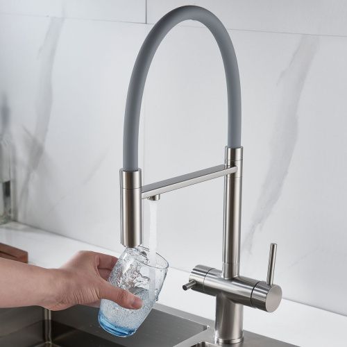 Смеситель для кухни Shevanik S178L с подключением фильтра питьевой воды, сатин