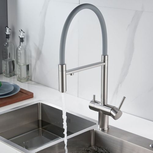 Смеситель для кухни Shevanik S178L с подключением фильтра питьевой воды, сатин