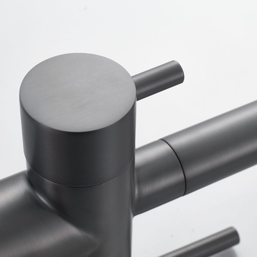 Смеситель для кухни Shevanik S178T с подключением фильтра питьевой воды, оружейная сталь