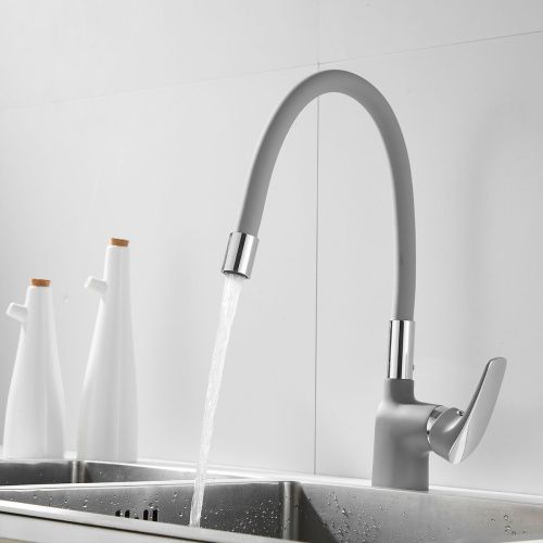 Смеситель для кухни Shevanik S443-9 с гибким изливом, серый