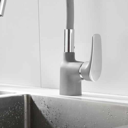 Смеситель для кухни Shevanik S443-9 с гибким изливом, серый