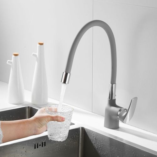 Смеситель для кухни Shevanik S443-9 с гибким изливом, серый