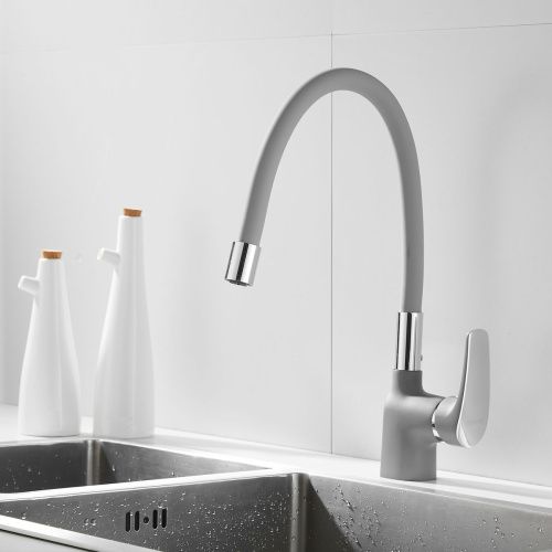 Смеситель для кухни Shevanik S443-9 с гибким изливом, серый